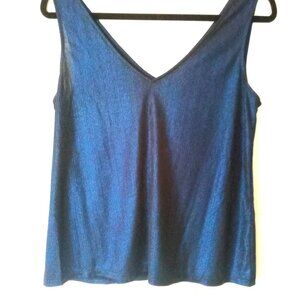 Like New- City Streets Size M Sparkly Blue V Neck Shirt